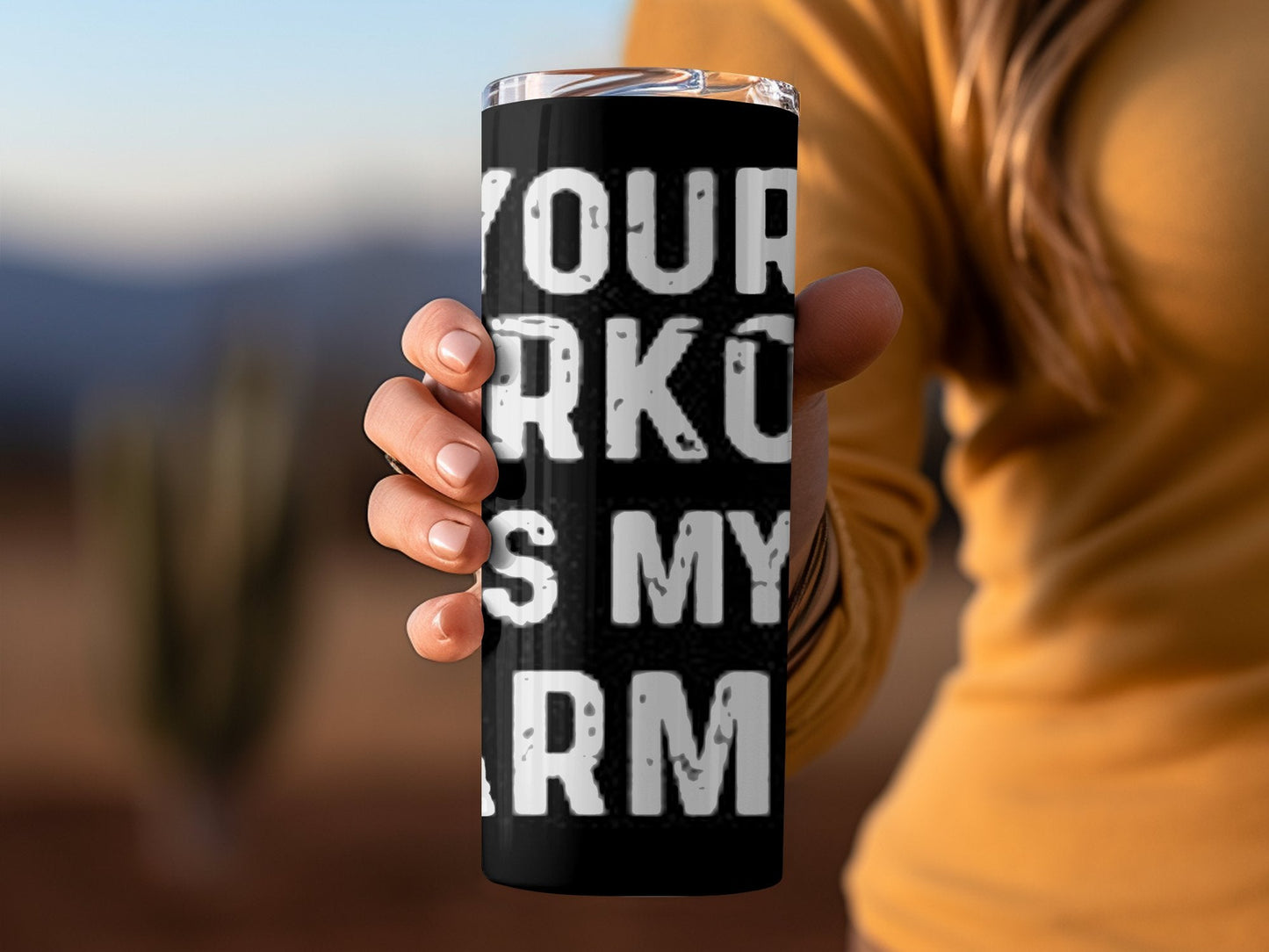 Your workout is my warmup 20oz skinny tumbler - Premium tumbler from MyDesigns - Just $29.95! Shop now at Lees Krazy Teez