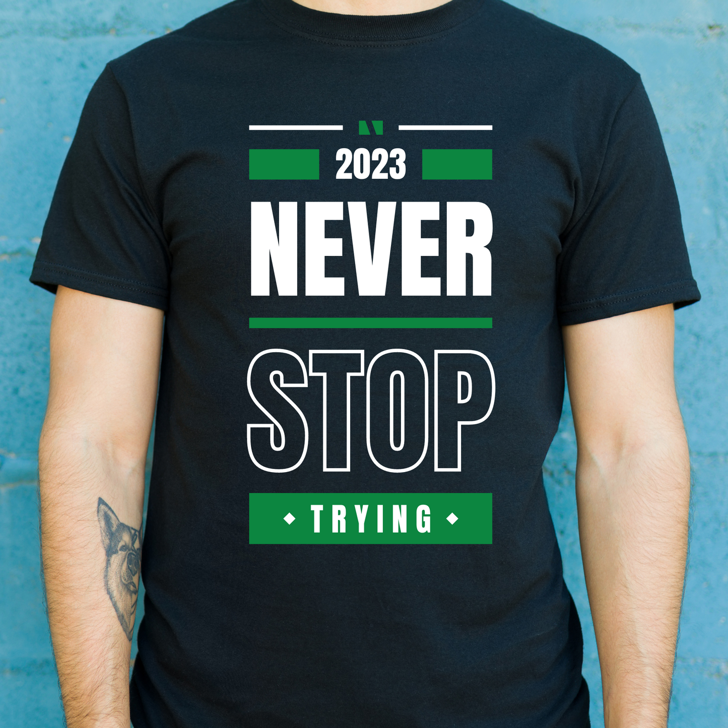 2023 Never stop trying never surrender Men's t-shirt - Premium t-shirt from Lees Krazy Teez - Just $19.95! Shop now at Lees Krazy Teez