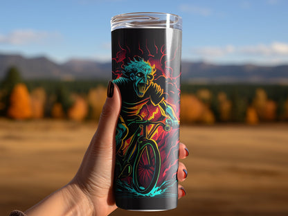 3d monster riding a bike 20oz skinny tumbler - Premium tumbler from MyDesigns - Just $29.95! Shop now at Lees Krazy Teez