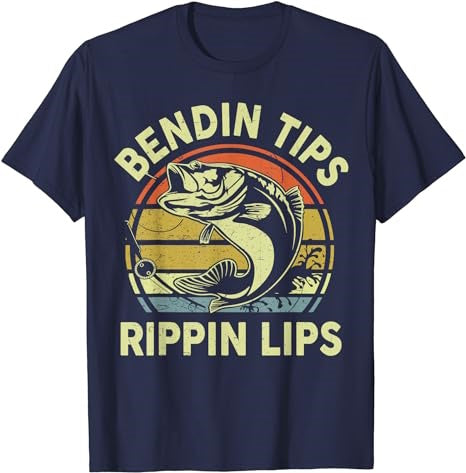 Funny Bass Fish Dad Bending Tips Rippin Lips Fishing T-Shirt - Premium t-shirt from Lees Krazy Teez - Just $16.95! Shop now at Lees Krazy Teez