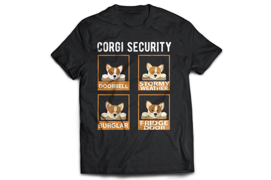 Corgi security doorbell stormy weather burglar fridge door dog t-shirt - Premium t-shirt from MyDesigns - Just $19.95! Shop now at Lees Krazy Teez