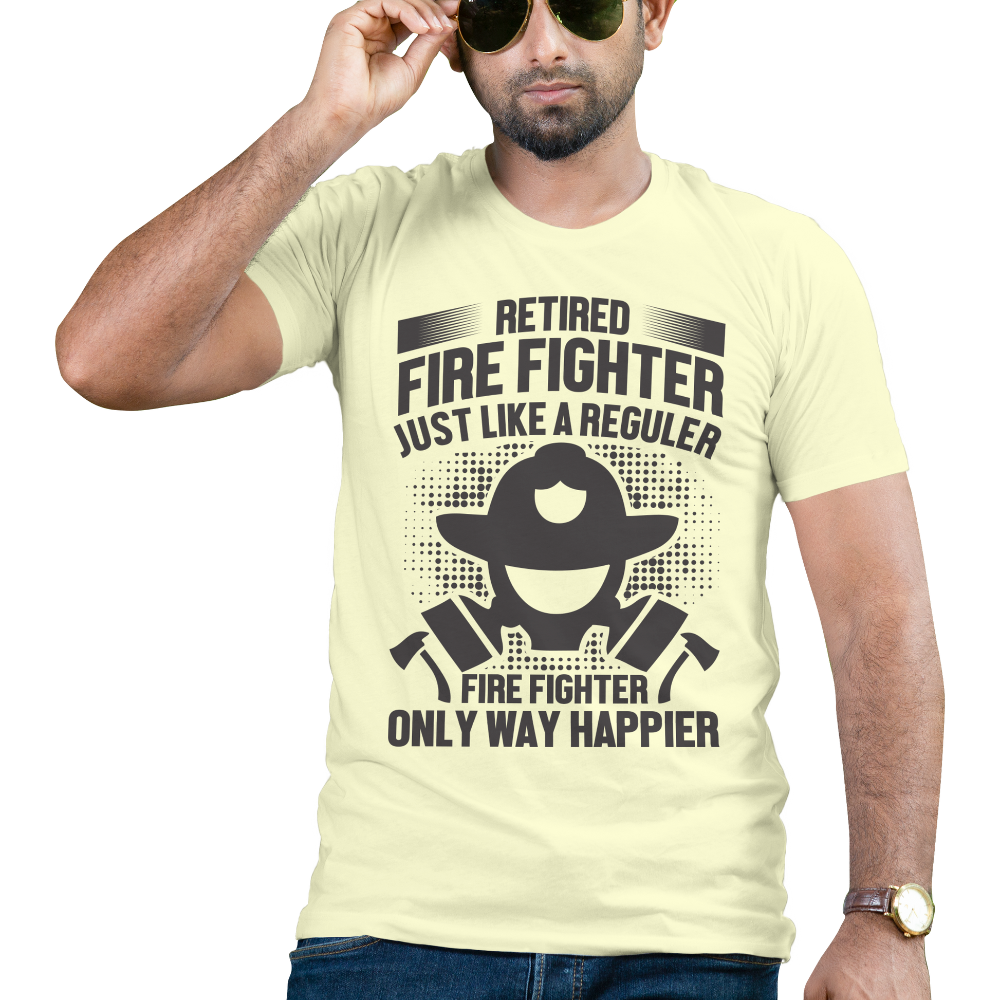 Retired fire fighter just like a regular firefighter t-shirt - Premium t-shirt from MyDesigns - Just $16.95! Shop now at Lees Krazy Teez