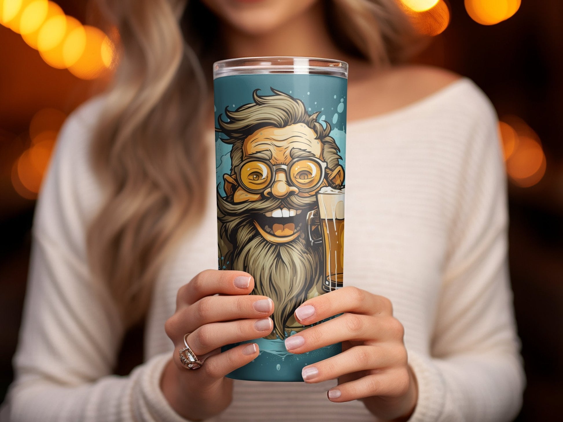 3d bearded man drinking beer tumbler - Premium tumbler from MyDesigns - Just $29.95! Shop now at Lees Krazy Teez