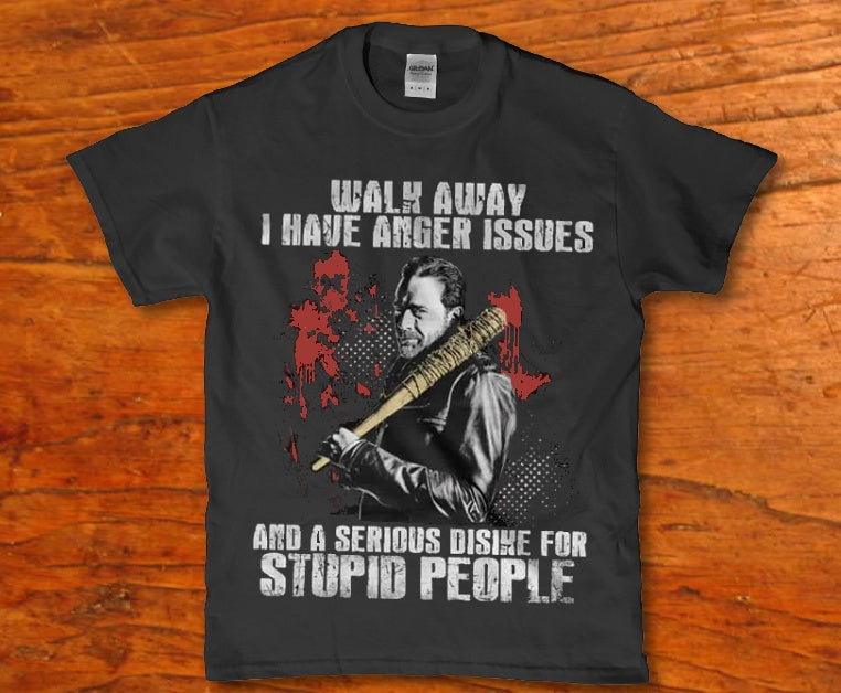 Walk away i have anger issues and a serious dislike for stupid People - Premium t-shirt from MyDesigns - Just $19.95! Shop now at Lees Krazy Teez