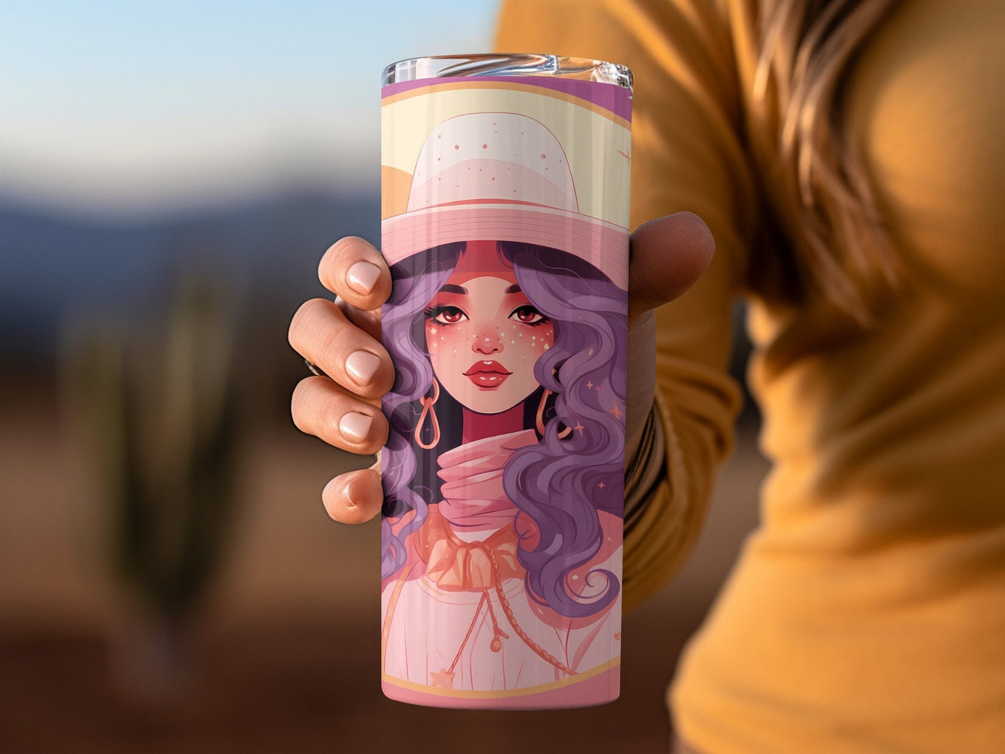 Witch with pink hat under moon 20oz skinny tumbler - Premium tumbler from MyDesigns - Just $29.95! Shop now at Lees Krazy Teez