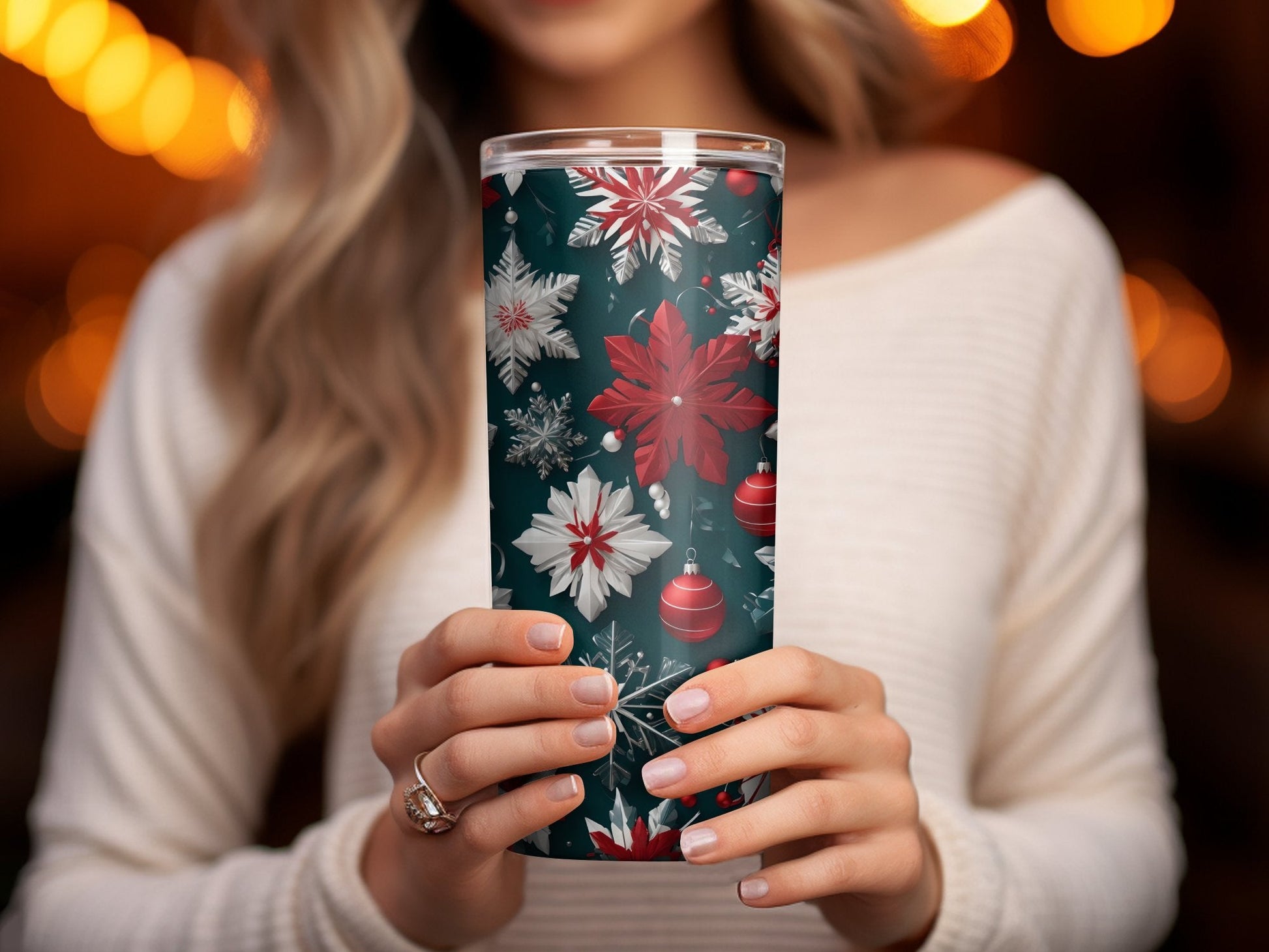 3d Snowflake Christmas 3D xmas Tumbler Wrap - Premium tumbler from MyDesigns - Just $29.95! Shop now at Lees Krazy Teez