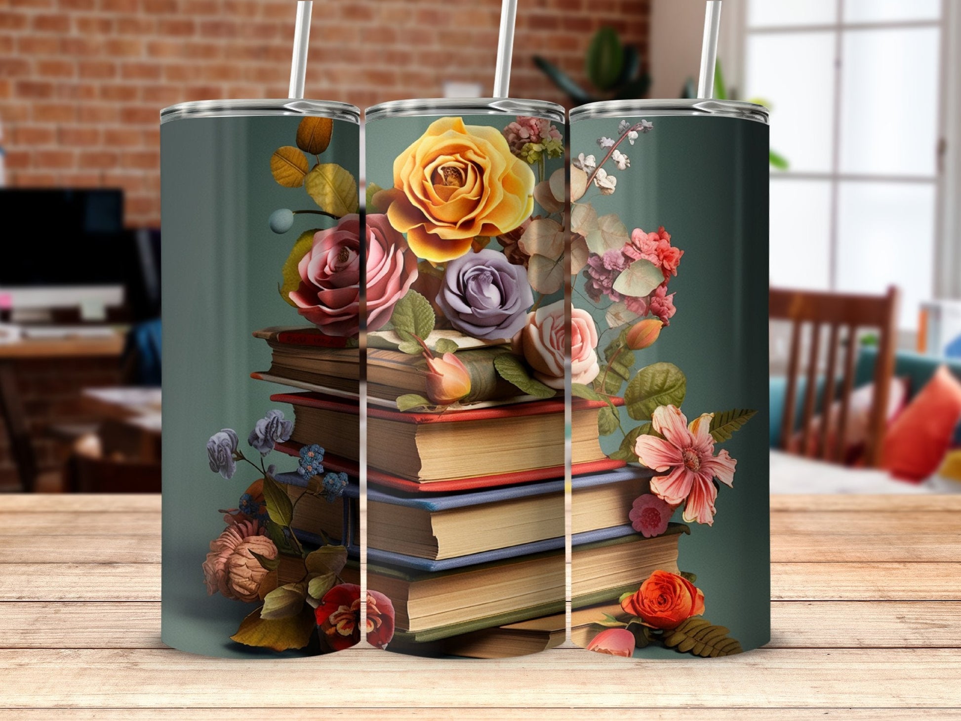 3D Vintage Colorful Books 20 Oz 20oz skinny tumbler - Premium tumbler from MyDesigns - Just $29.95! Shop now at Lees Krazy Teez