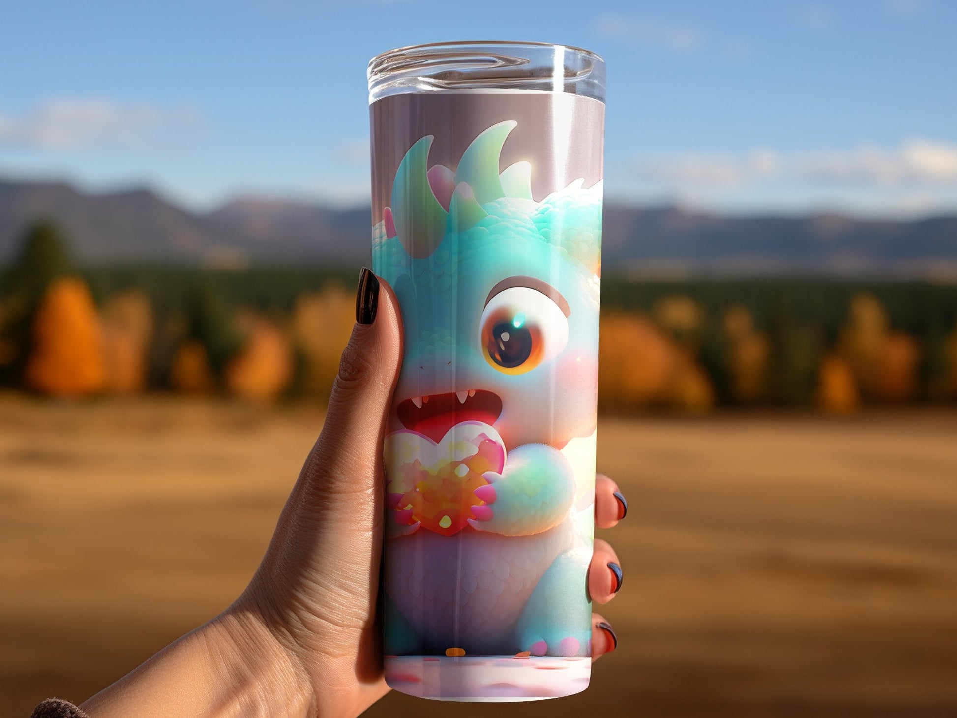 Cute light blue monster tumbler wrap 20oz skinny tumbler - Premium tumbler from MyDesigns - Just $26.95! Shop now at Lees Krazy Teez