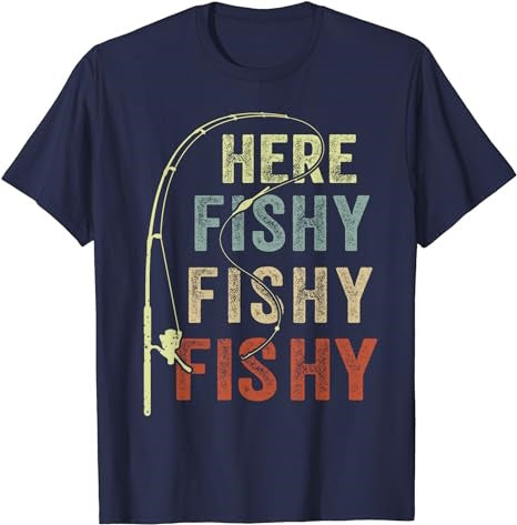 Fishing-Shirt Here-Fishy Funny T-Shirt - Premium t-shirt from MyDesigns - Just $19.95! Shop now at Lees Krazy Teez