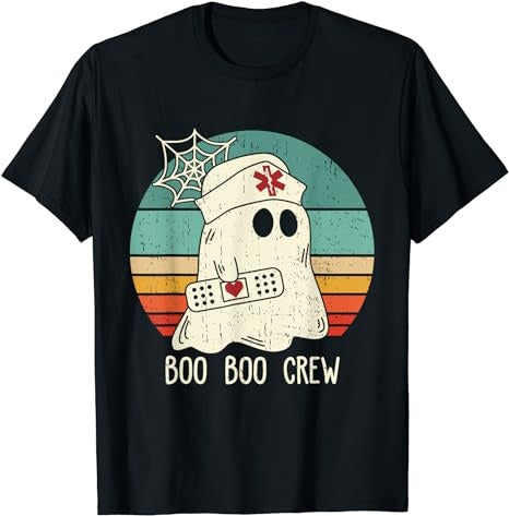Groovy Boo Boo Crew Nurse Ghost Women Halloween Nurse T-Shirt - Premium t-shirt from MyDesigns - Just $16.95! Shop now at Lees Krazy Teez