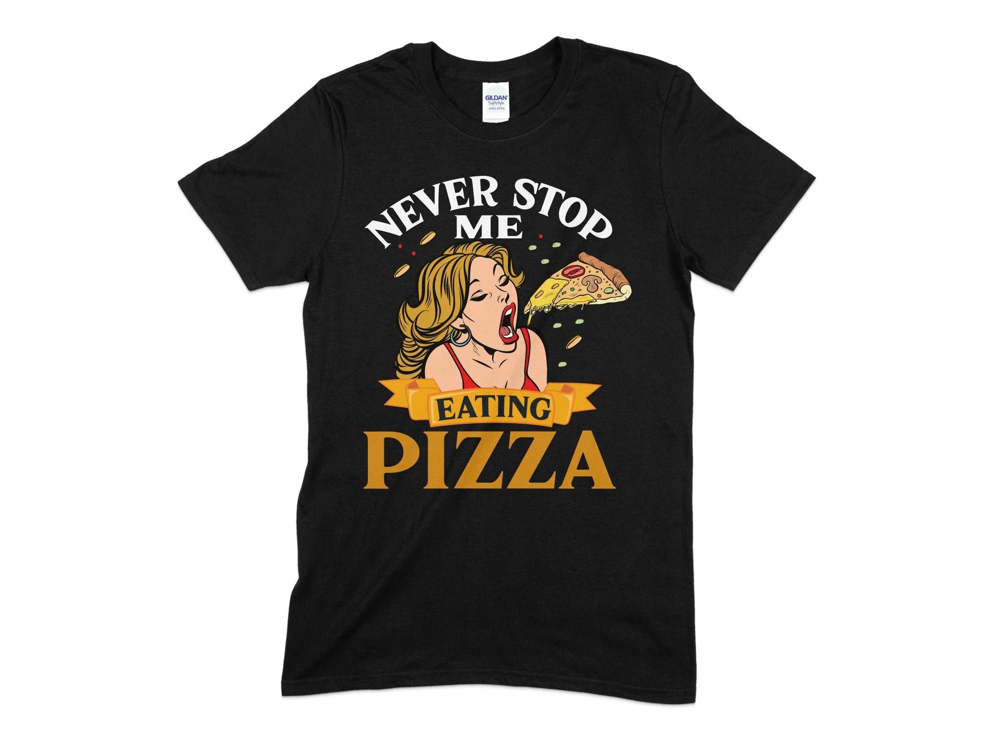 Never stop me eating pizza t-shirt - Premium t-shirt from MyDesigns - Just $21.95! Shop now at Lees Krazy Teez