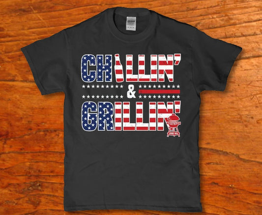 Chillin and grillin US flag Men's t-shirt - Premium t-shirt from MyDesigns - Just $19.95! Shop now at Lees Krazy Teez