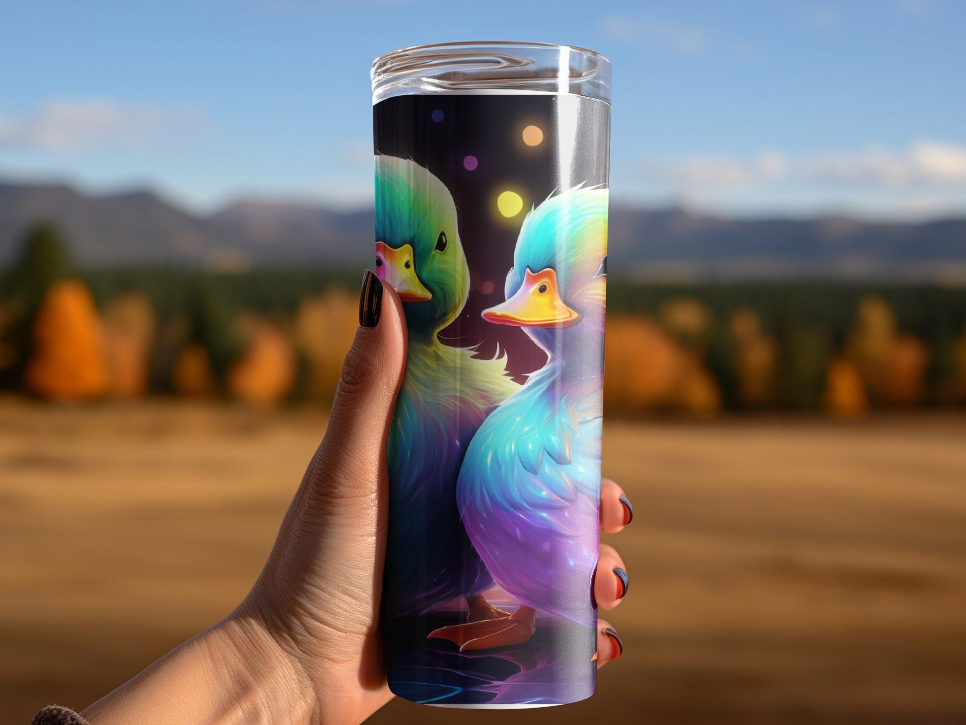 Neon Colorful Cute Ducks 20 Oz skinny tumbler - Premium tumbler from MyDesigns - Just $29.95! Shop now at Lees Krazy Teez