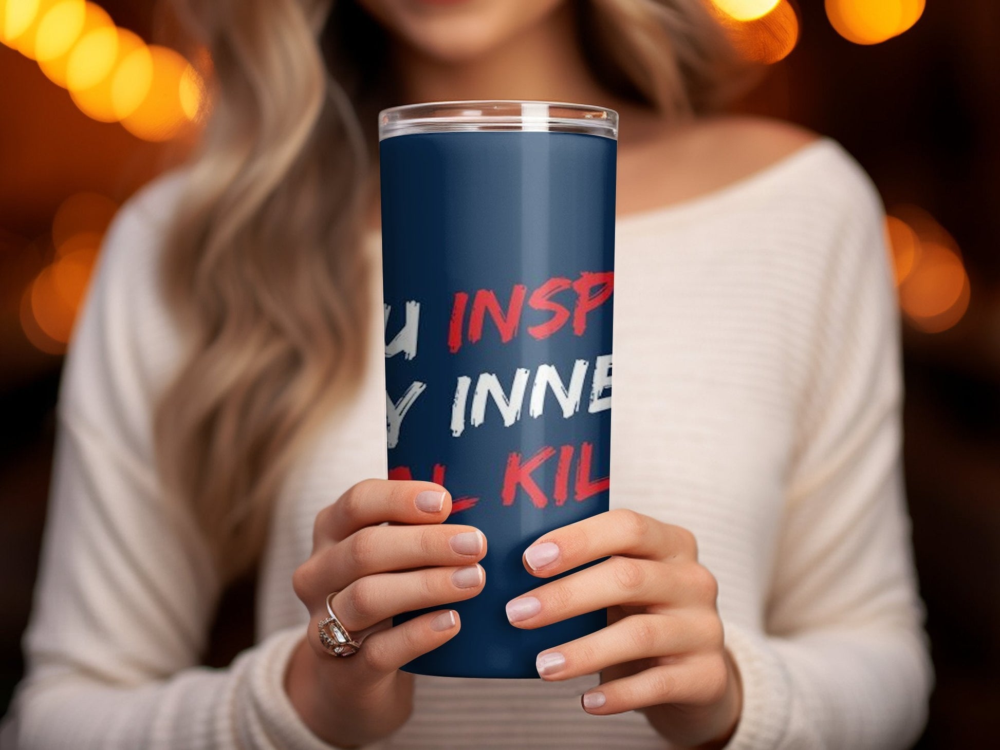 You inspire my inner serial killer 20oz skinny tumbler - Premium tumbler from MyDesigns - Just $29.95! Shop now at Lees Krazy Teez