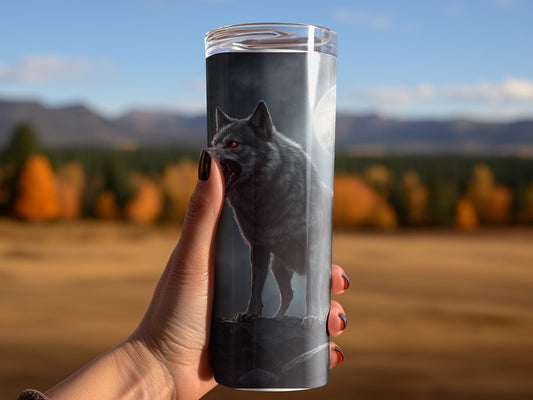 Zombie Demon wolf under the moon horror 20oz skinny tumbler - Premium tumbler from MyDesigns - Just $29.95! Shop now at Lees Krazy Teez