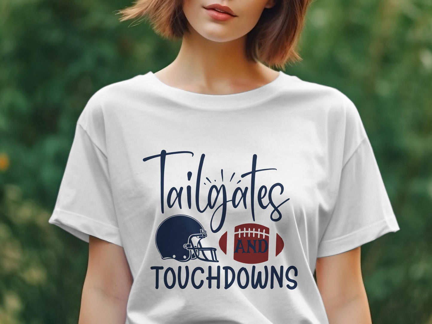 Tailgates and touchdowns Women's awesome tee - Premium t-shirt from MyDesigns - Just $19.95! Shop now at Lees Krazy Teez