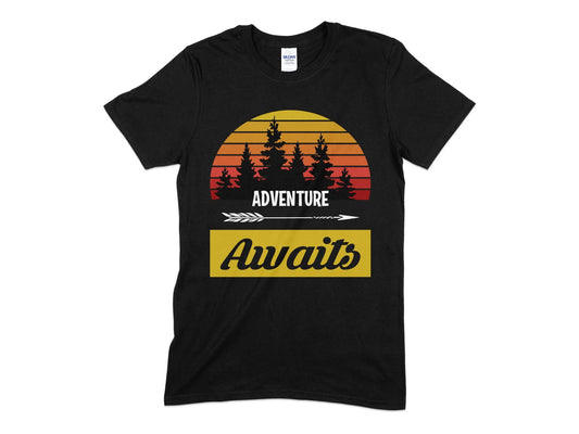 Adventure awaits hiking camping t-shirt - Premium t-shirt from MyDesigns - Just $21.95! Shop now at Lees Krazy Teez