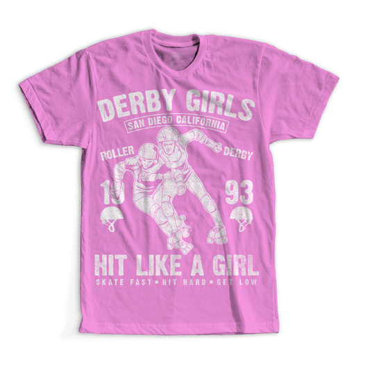 Derby Girls hit like a Girl women's ladies t-shirt - Premium t-shirt from MyDesigns - Just $19.95! Shop now at Lees Krazy Teez