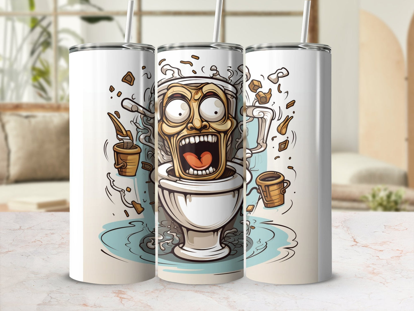 Splash art of toilet weird 3d skinny tumbler - Premium tumbler from MyDesigns - Just $26.95! Shop now at Lees Krazy Teez