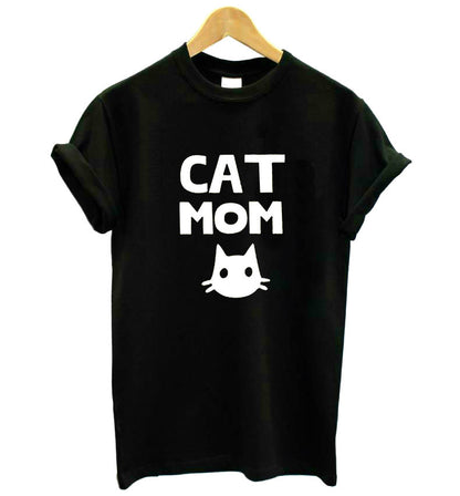 CAT MOM Print t-shirt Women's Cotton Casual Funny Top Tee - Premium t-shirt from eprolo - Just $21.95! Shop now at Lees Krazy Teez