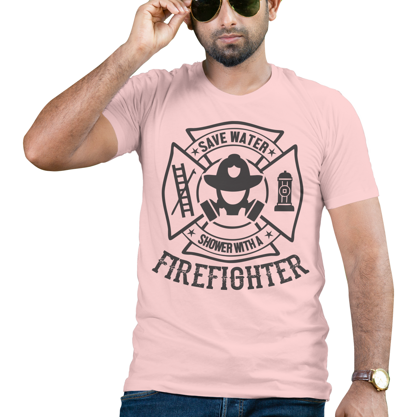 Save water firefighter mens tee shirt - Premium t-shirt from MyDesigns - Just $19.95! Shop now at Lees Krazy Teez