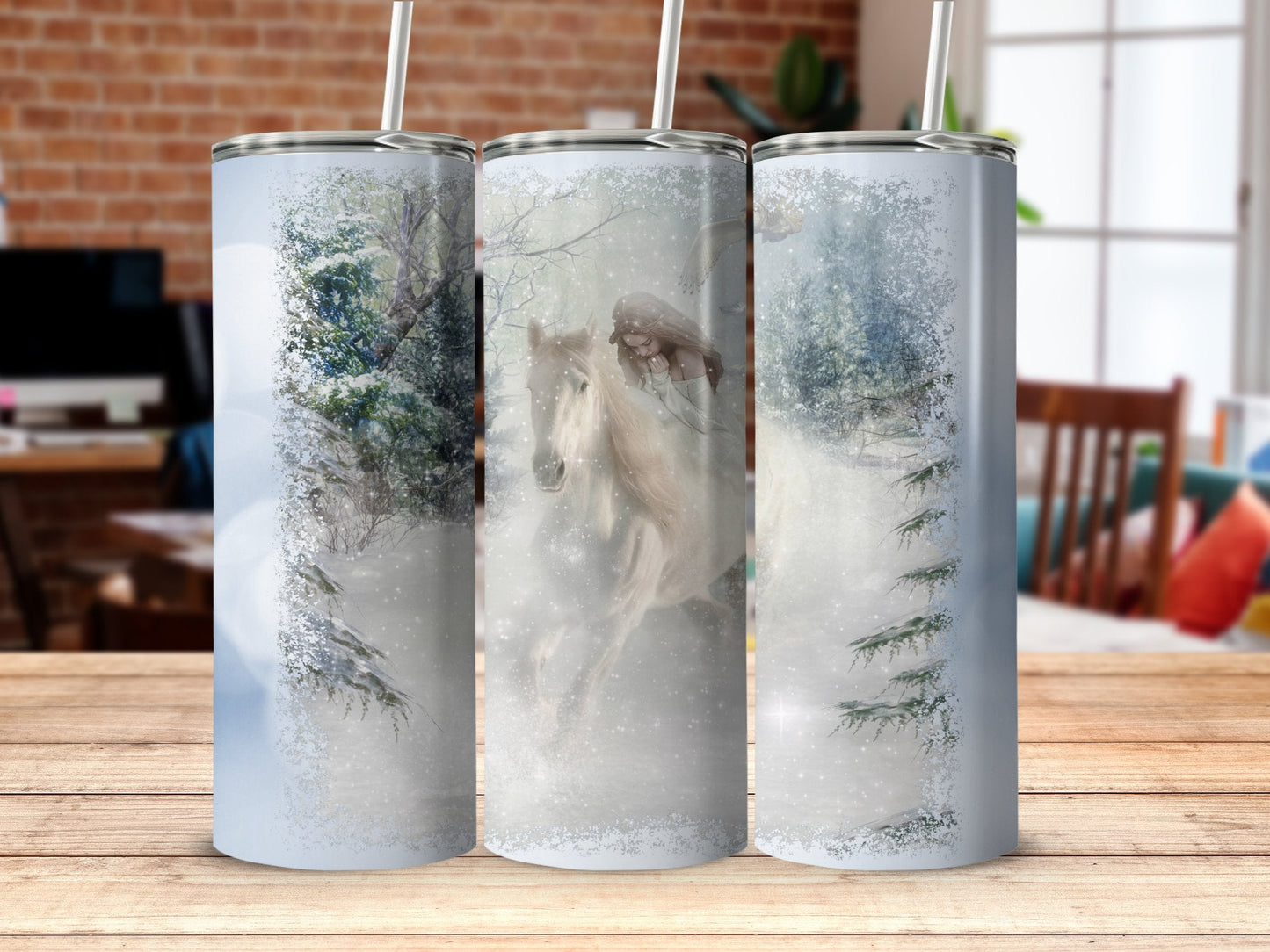 ArhSalamander Winter horse skinny 20oz tumbler - Premium tumbler from MyDesigns - Just $29.95! Shop now at Lees Krazy Teez