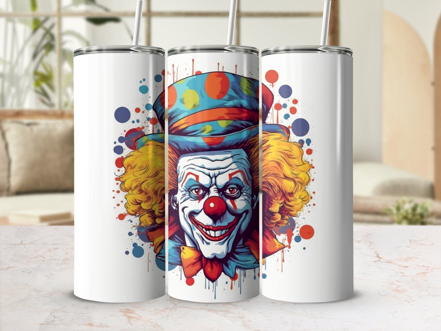 Cool Clown Halloween 20oz skinny tumbler - Premium tumbler from MyDesigns - Just $26.95! Shop now at Lees Krazy Teez