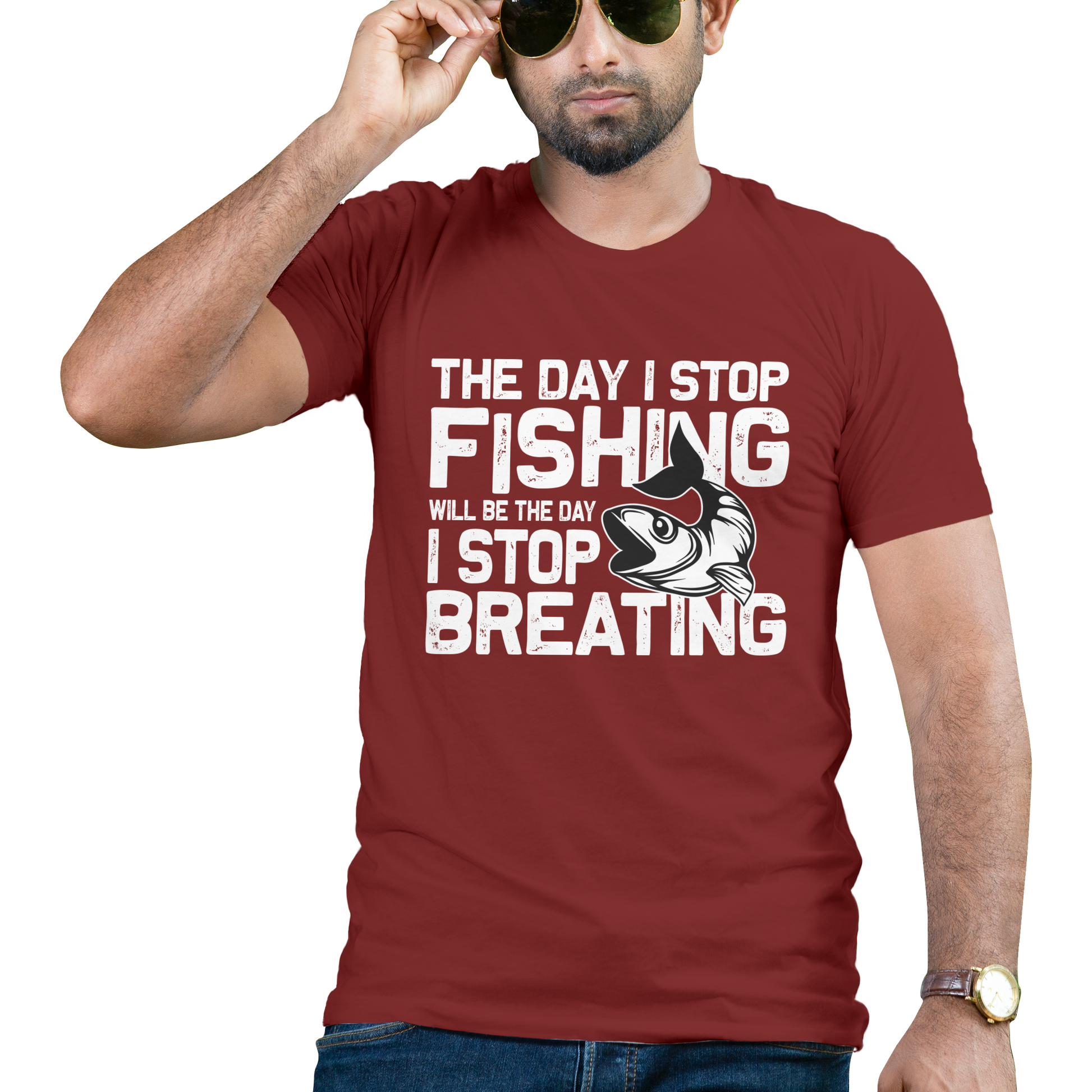 The day i stop fishing i stop breathing t-shirt - Premium t-shirt from MyDesigns - Just $19.95! Shop now at Lees Krazy Teez