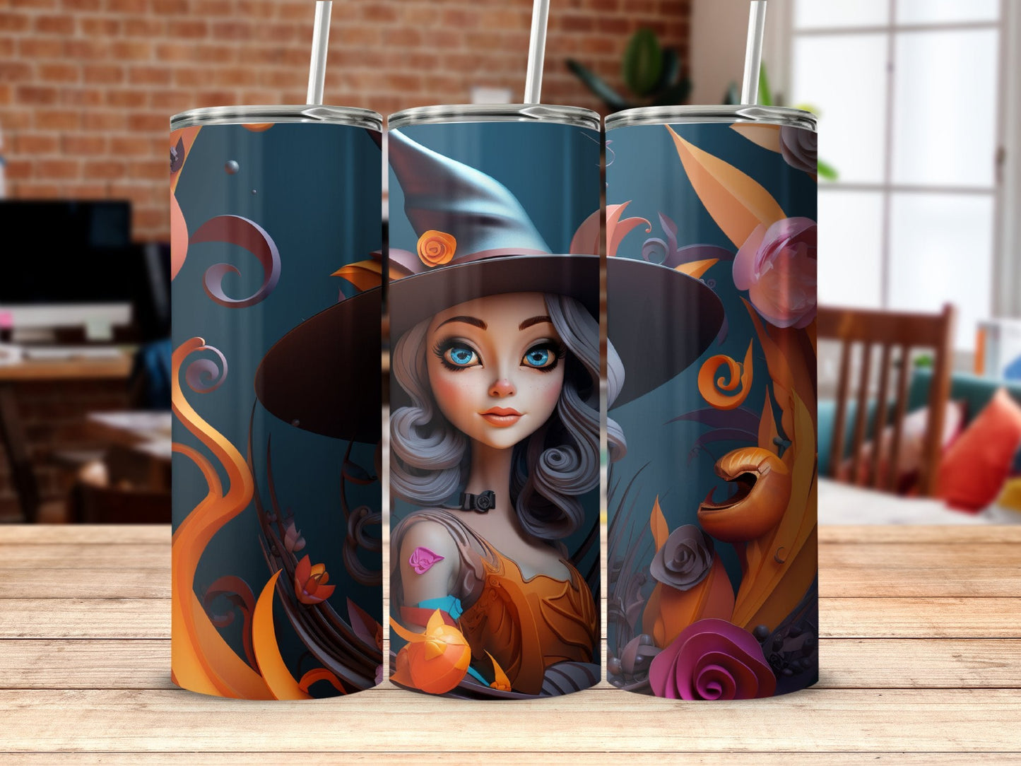 3d witch standing 20oz skinny tumbler - Premium tumbler from MyDesigns - Just $26.95! Shop now at Lees Krazy Teez