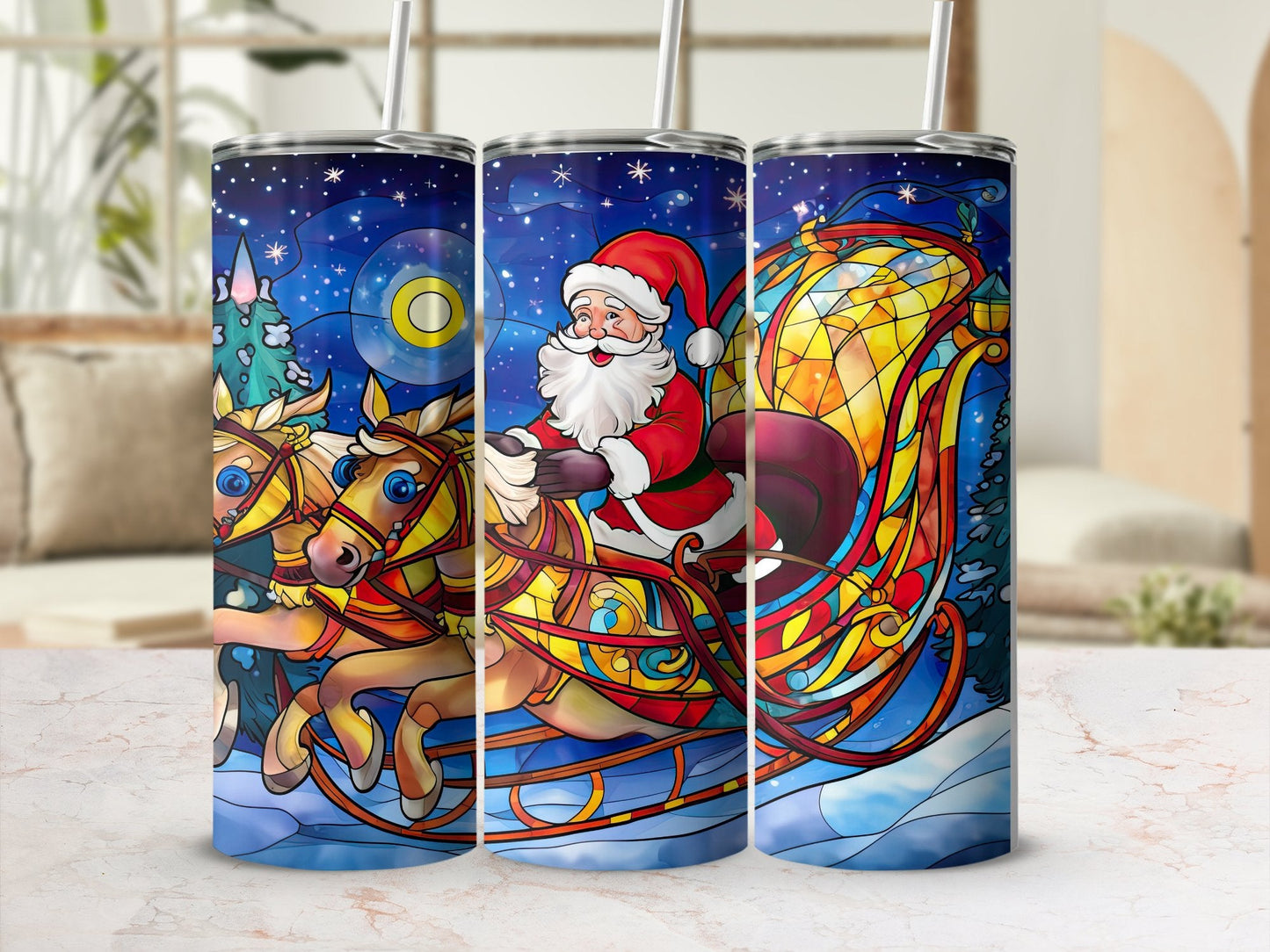 Christmas Stained Glass11 20oz skinny tumbler - Premium tumbler from MyDesigns - Just $26.95! Shop now at Lees Krazy Teez