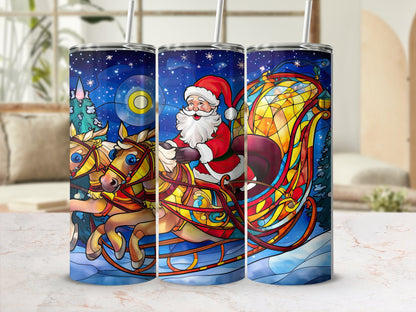 Christmas Stained Glass11 20oz skinny tumbler - Premium tumbler from MyDesigns - Just $26.95! Shop now at Lees Krazy Teez