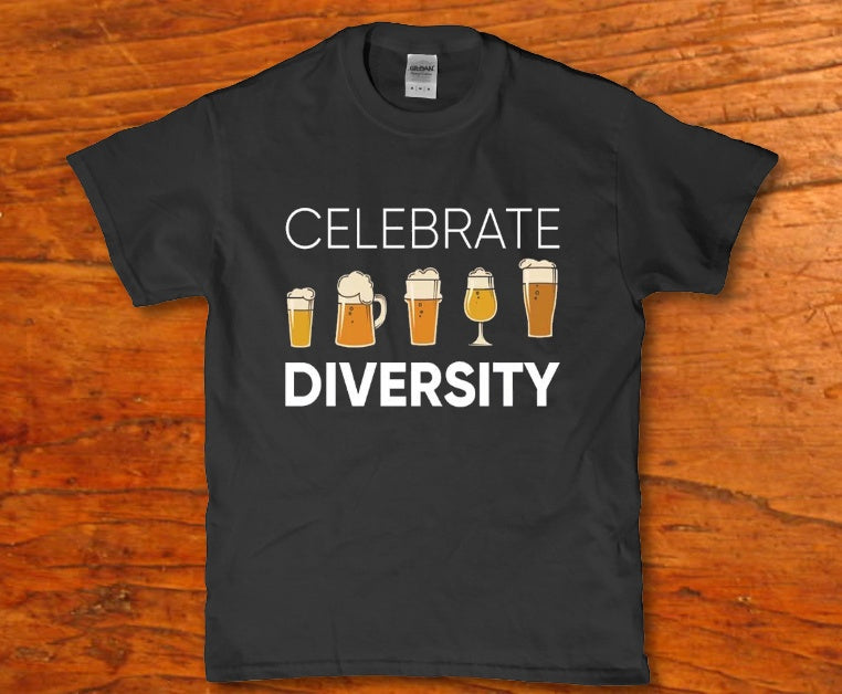 Celebrate diversity wine beer drinking t-shirt - Premium t-shirt from MyDesigns - Just $19.95! Shop now at Lees Krazy Teez