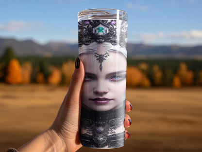 Dark Gothic fairy Woman with platimum hair skinny tumbler - Premium tumbler from MyDesigns - Just $26.95! Shop now at Lees Krazy Teez