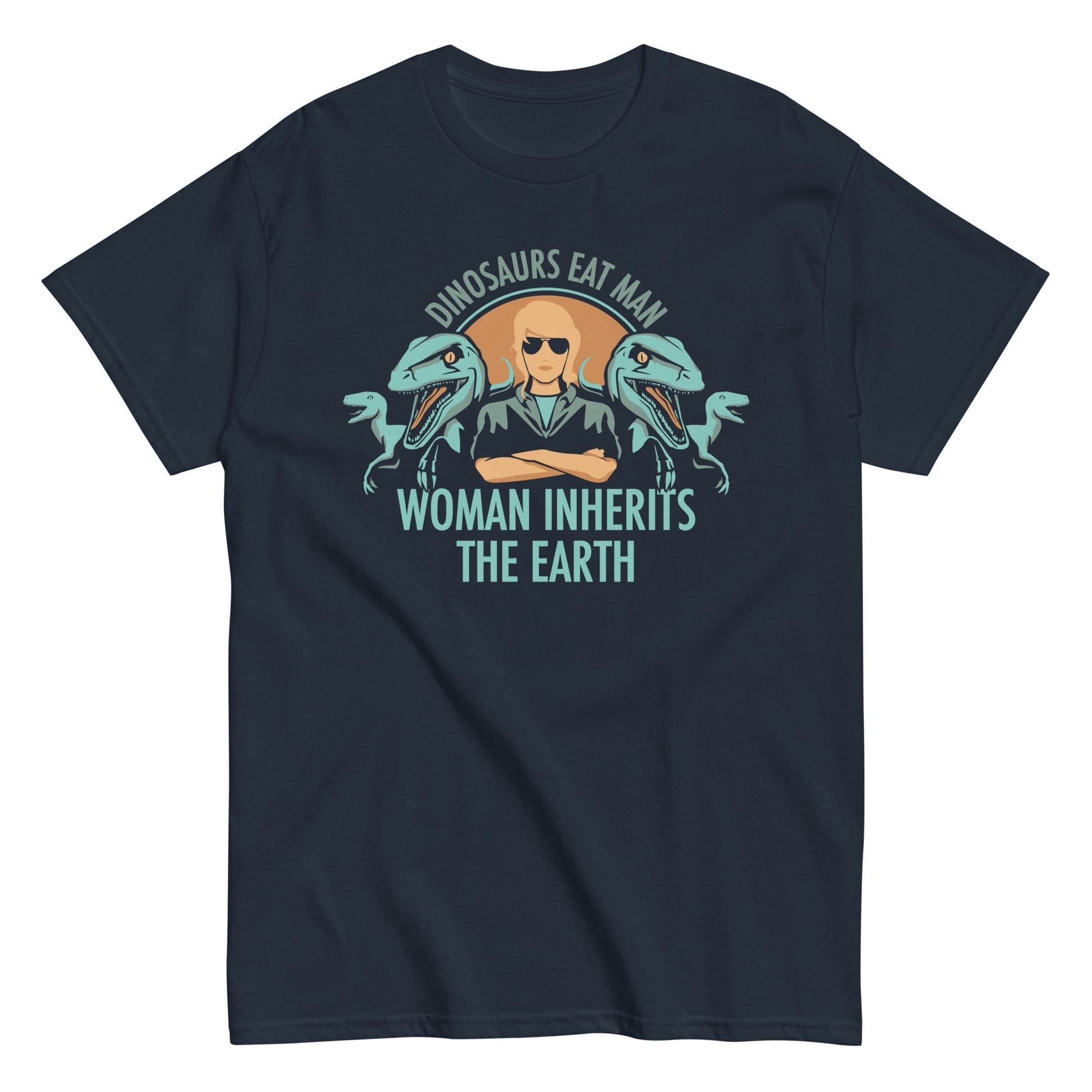 Dinosaurs eat man woman inherits the earth t-shirt - Premium t-shirt from MyDesigns - Just $19.95! Shop now at Lees Krazy Teez