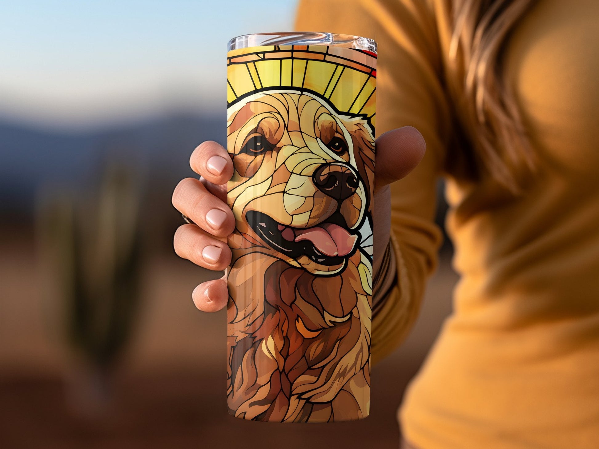 Stained glass Golden retriever dog tumbler - Premium tumbler from MyDesigns - Just $29.95! Shop now at Lees Krazy Teez