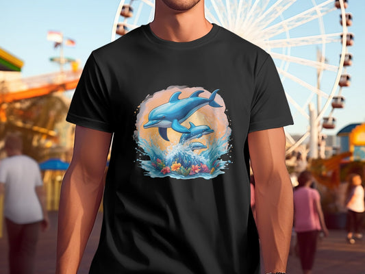 3D Dolphin Splash art vector style Men's t-shirt - Premium t-shirt from Lees Krazy Teez - Just $21.95! Shop now at Lees Krazy Teez