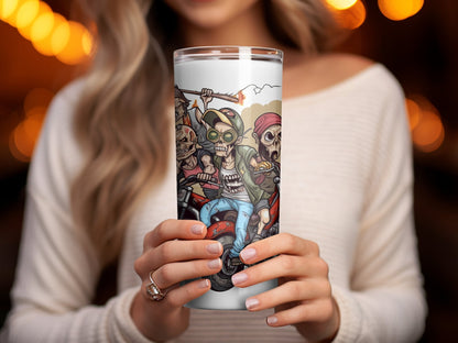 3d bad ass skulls riding motorcycle 20oz tumbler - Premium tumbler from MyDesigns - Just $29.95! Shop now at Lees Krazy Teez