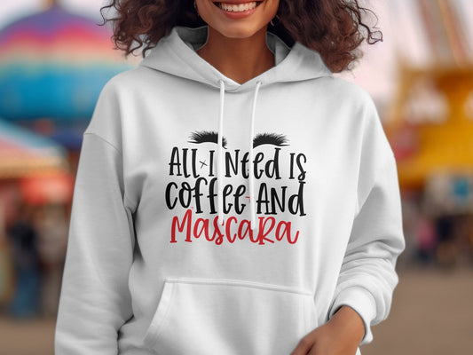All I Need Is Coffee And Mascara Women's Hoodie - Premium Hoodie from MyDesigns - Just $39.95! Shop now at Lees Krazy Teez