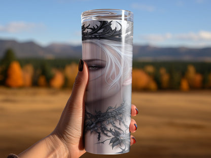 Dark Gothic fairy with white hair 20oz skinny tumbler - Premium tumbler from MyDesigns - Just $26.95! Shop now at Lees Krazy Teez