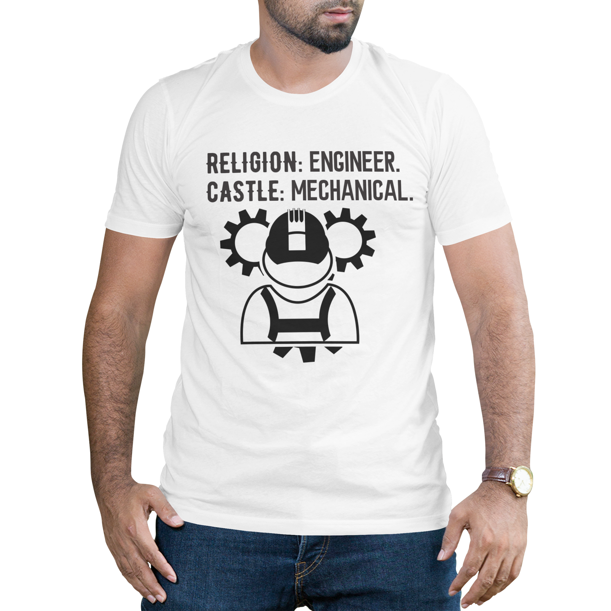 Religion engineer castle mechanical t-shirt - Premium t-shirt from MyDesigns - Just $19.95! Shop now at Lees Krazy Teez