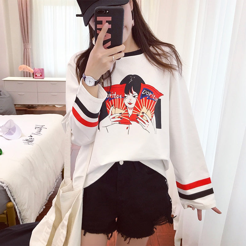 Kawaii Cartoon Print - Unique Style Loose Tee for a Trendy Look Women's T-Shirt - Premium t-shirt from eprolo - Just $19.95! Shop now at Lees Krazy Teez