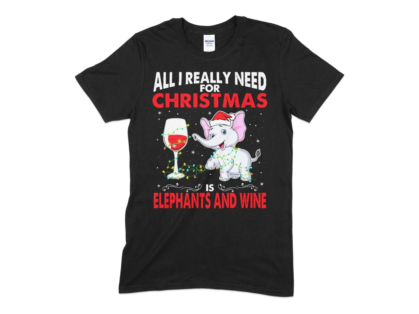 All i really need for christmas elephants and wine Mens Women's t-shirt - Premium t-shirt from MyDesigns - Just $19.95! Shop now at Lees Krazy Teez
