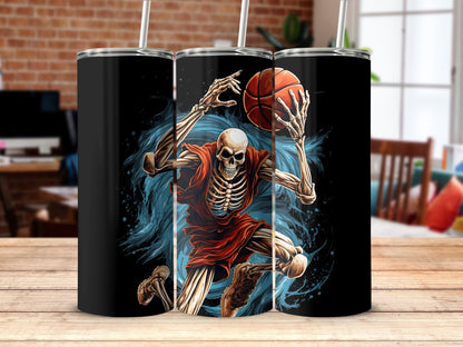 skeleton holding basketball to dunk 20oz tumbler - Premium tumbler from MyDesigns - Just $29.95! Shop now at Lees Krazy Teez