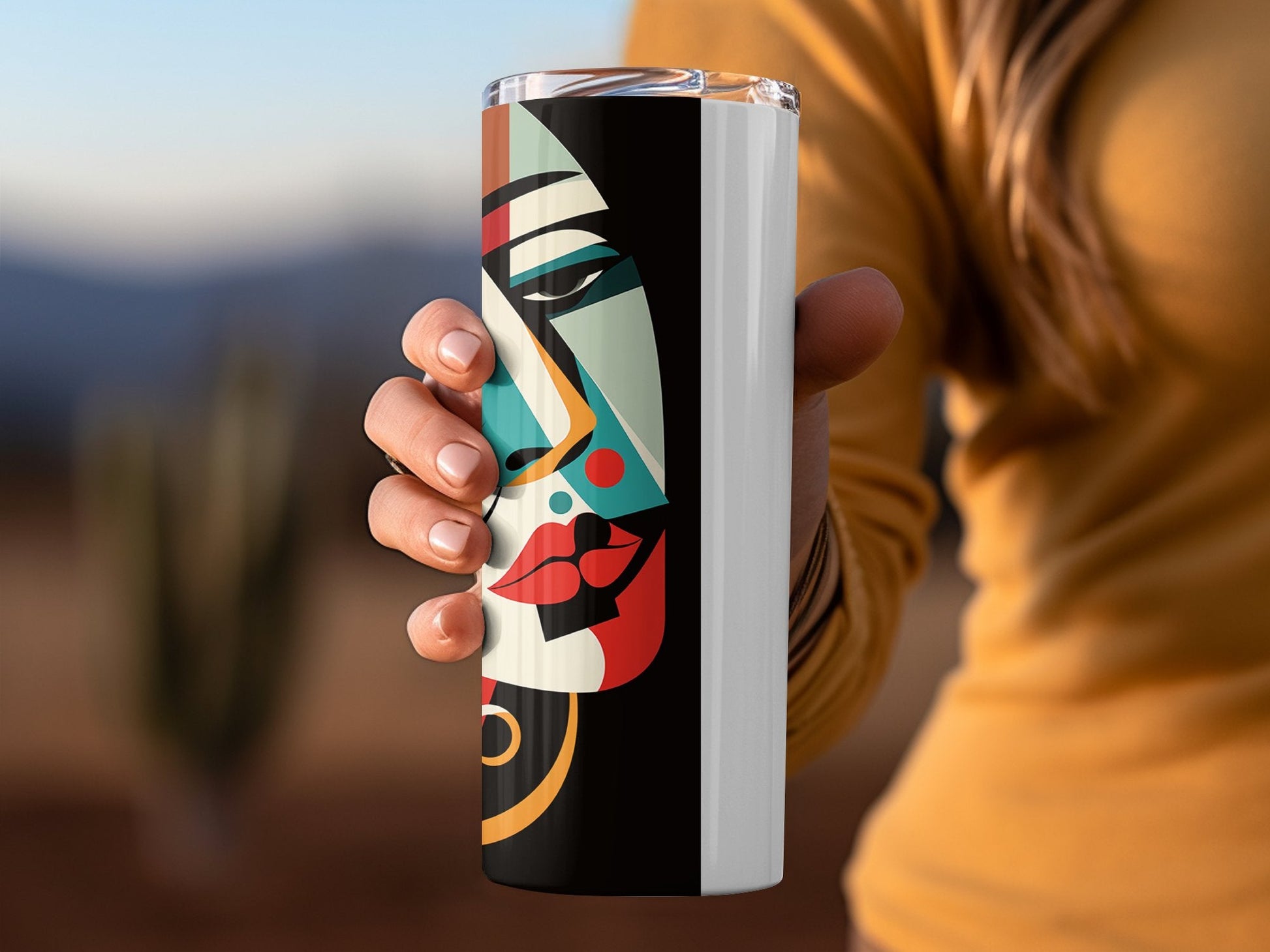 3d Woman art picasso style tumbler - Premium tumbler from MyDesigns - Just $29.95! Shop now at Lees Krazy Teez