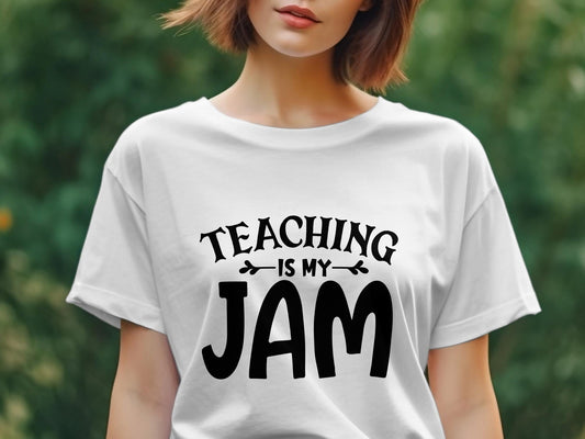 teaching is my jam Women's awesome tee - Premium t-shirt from MyDesigns - Just $19.95! Shop now at Lees Krazy Teez