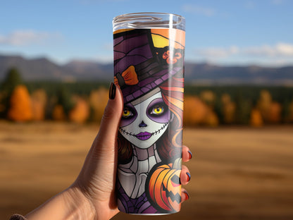 Halloween Witch mom 20oz skinny tumbler - Premium tumbler from MyDesigns - Just $26.95! Shop now at Lees Krazy Teez