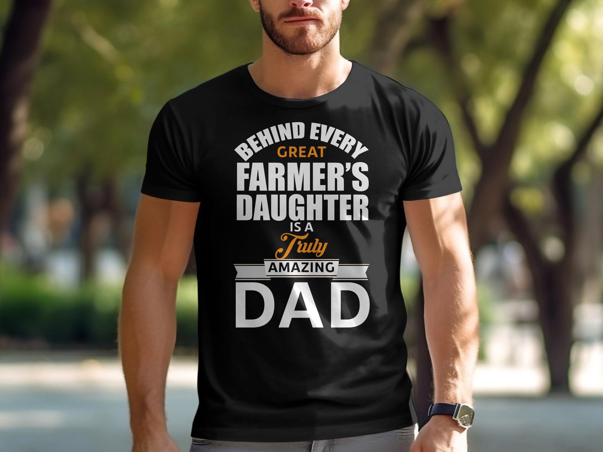 Behind every great farmers daughter is Dad Tee - Premium t-shirt from MyDesigns - Just $19.95! Shop now at Lees Krazy Teez