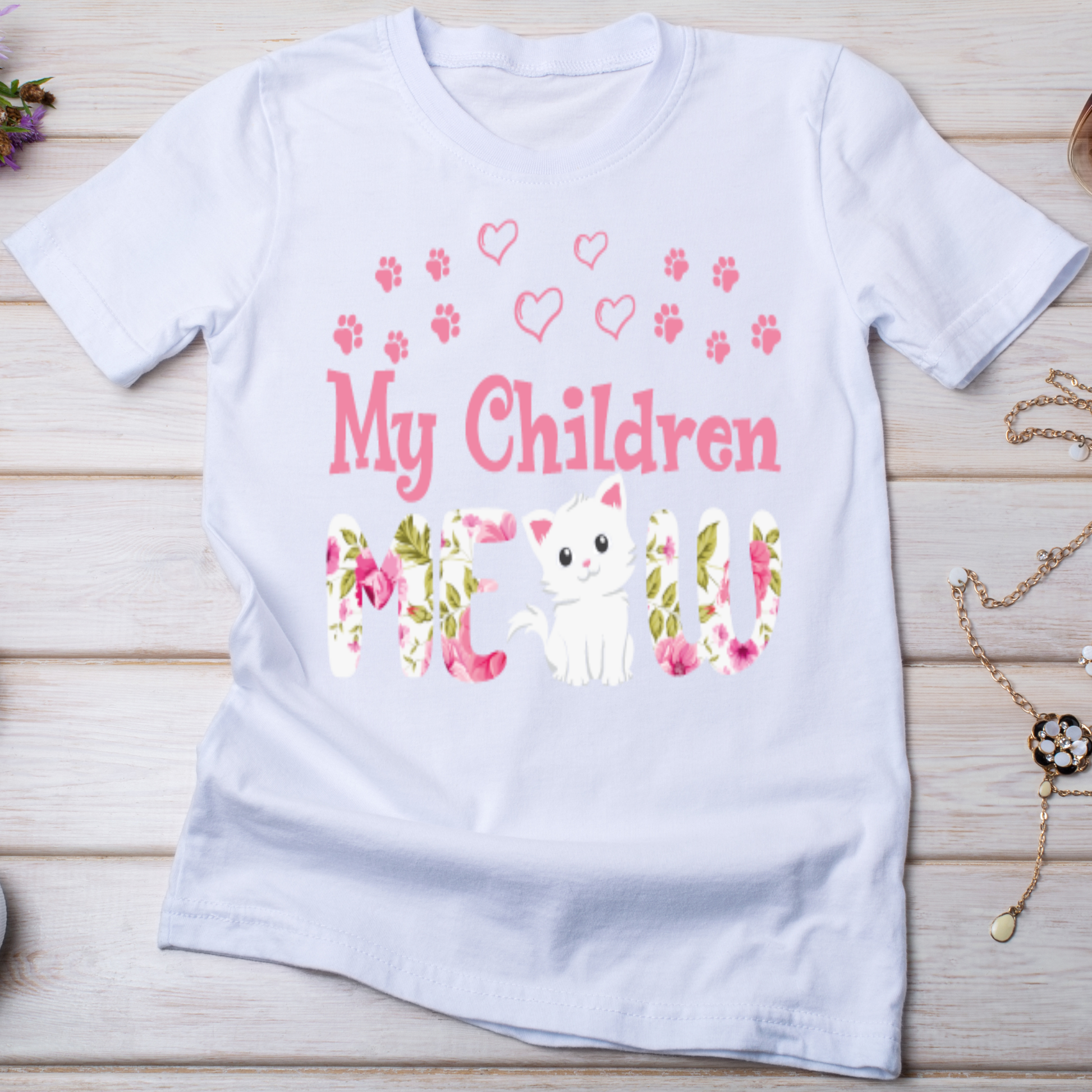 My children Women's funny cat t-shirt Mother's Day Gift - Premium t-shirt from MyDesigns - Just $21! Shop now at Lees Krazy Teez