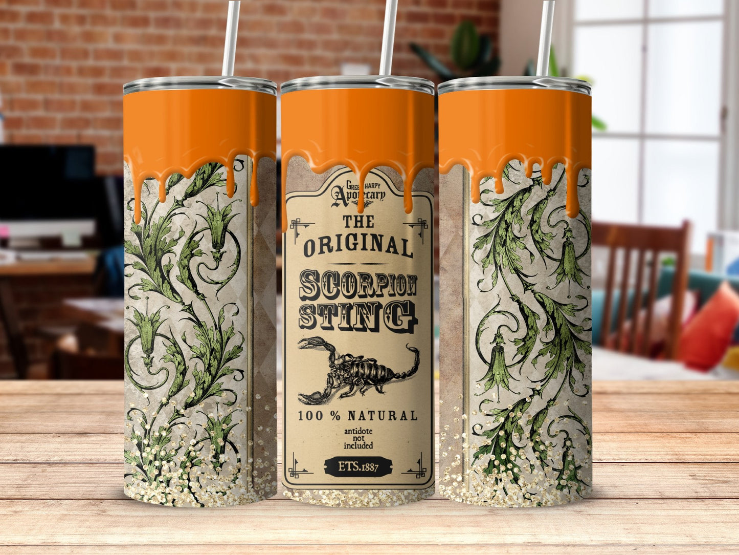 Scorpion Sting Straight 20oz skinny sublimation tumbler - Premium tumbler from MyDesigns - Just $29.95! Shop now at Lees Krazy Teez