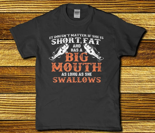 Short fat big mouth funny fishing Men's t-shirt - Premium t-shirt from MyDesigns - Just $19.95! Shop now at Lees Krazy Teez
